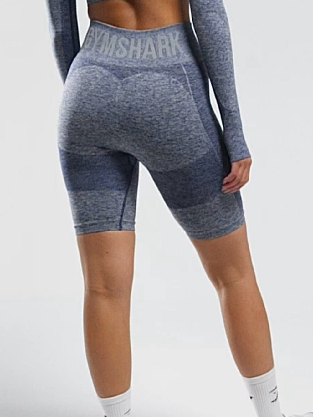 Gymshark Flex Cycling High Rise Navy Marl/Light Grey Athletic L Shorts